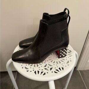 Christian Louboutin Black Ankle Boots with Studded Heels